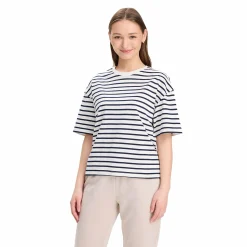 Best TAKEOFF boxy tee w White/Blue Stripe