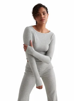 Outlet AIM´N ease ribbed long sleeve top Grey Melange
