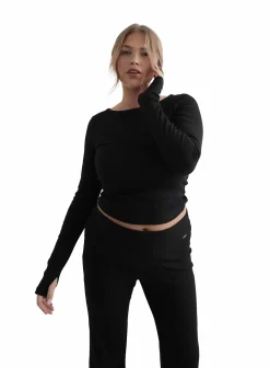 Online AIM´N ease ribbed long sleeve top Black