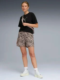 Best PUMA ess graphic animal high-rise aop woven shorts 4 SANDSTONE