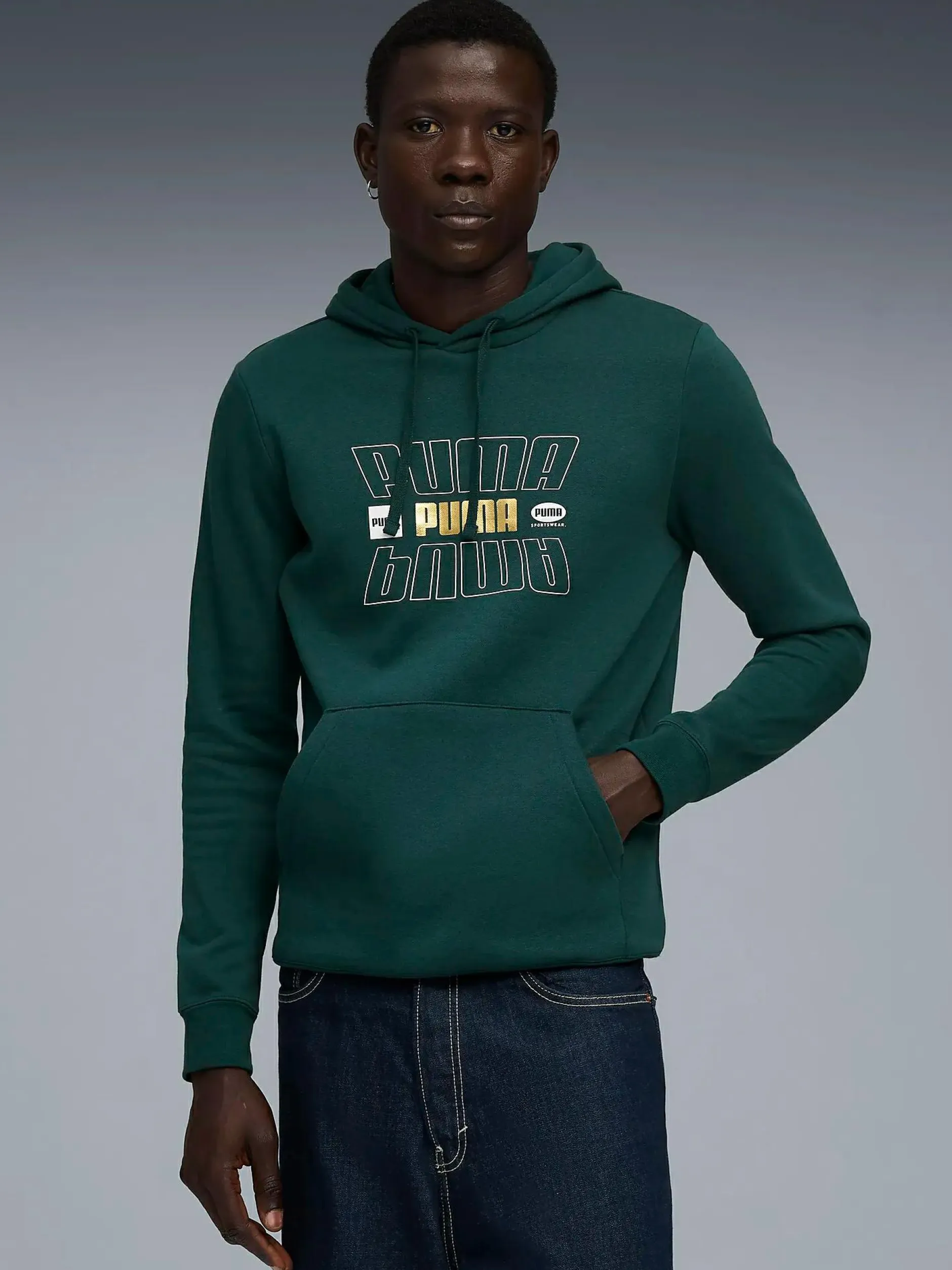 Discount PUMA ess logo lab holiday hoodie m Green Terrain