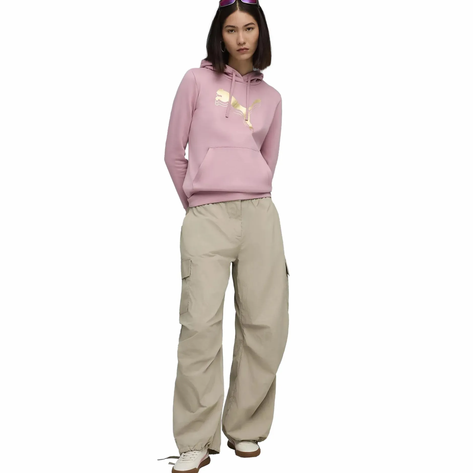 Sale PUMA ess metallic hoodie w Poised Pink/metal