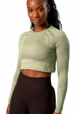 New ICANIWILL impact seamless ls crop top Leaf Green