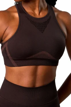 Clearance ICANIWILL impact seamless sports bra w Dark Brown