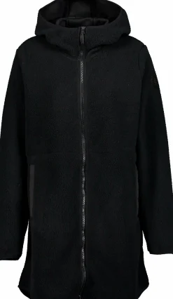 New CROSS SPORTSWEAR long pile hood, lang fleecejakke, dame Black