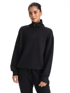 New LE DON DE VIE lounge half zip w Black