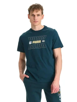Discount PUMA m ess logo lab tee holiday Green Terrain