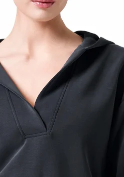 Online CASALL p v-neck hood w Almost Black