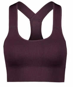 Outlet TRIDRI ribbed seamless bra w Plum
