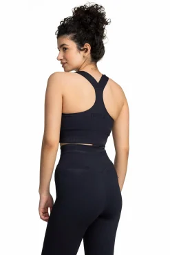 Outlet TRIDRI ribbed seamless bra w Black