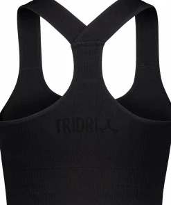 Outlet TRIDRI ribbed seamless bra w Black
