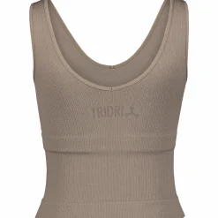 Outlet TRIDRI ribbed seamless top w Nougat