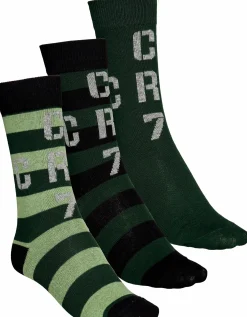 Hot CR7 ronaldo socks 3p jr Green Stripe