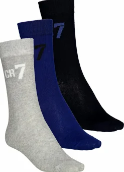 Hot CR7 ronaldo socks 3p jr Black/Blue/Grey