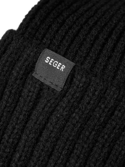 New SEGER seg ribbed beanie w Black