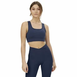 Clearance DROP OF MINDFULNESS square neck sports bra Dark Blue