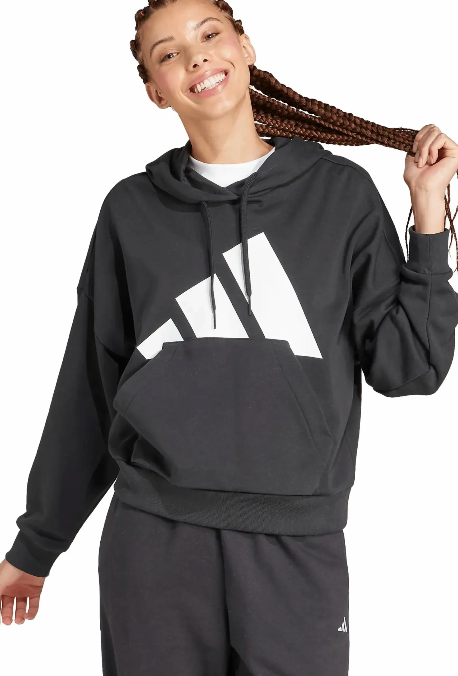 ADIDAS w big logo ft hood BLACK/WHITE